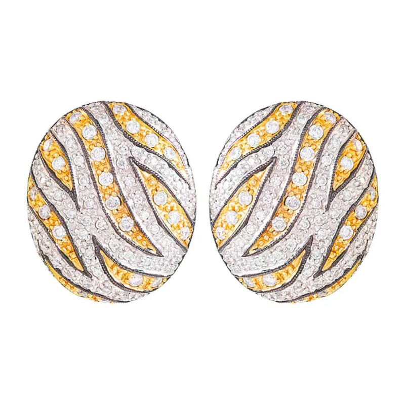 Aretes Jungle En Oro 14k Y Diamantes