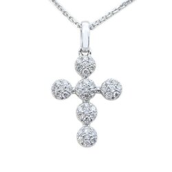 Gargantilla Oro Blanco 14K Cruz con Diamantes