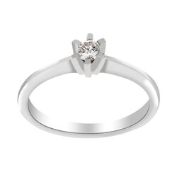 Anillo Estilo Solitario Clásico Oro Blanco 14k Diamante Cort