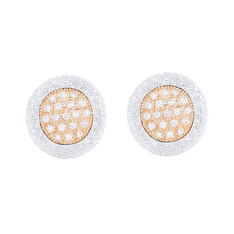 Aretes Circulares En Oro 14k Con Diamantes