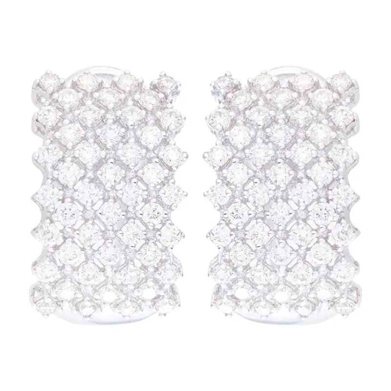 Aretes Cluster Grid En Oro Blanco14k