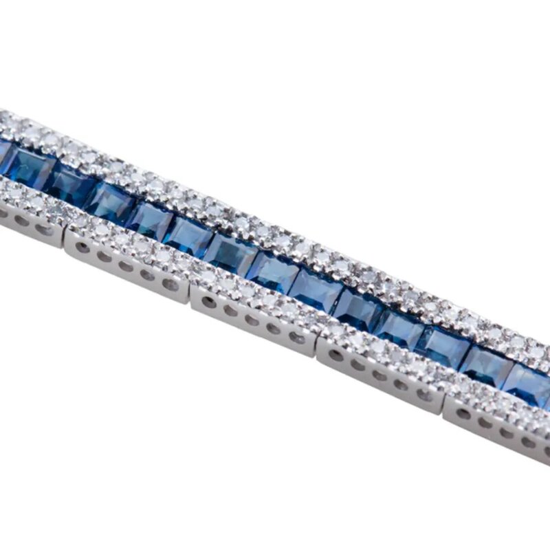 Brazalete Zafiros Oro Blanco 14k