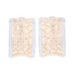 Aretes Cincelados En Oro 14k Con Diamantes